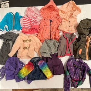 Our Generation and other Colorful Doll Jacket bundle of doll clothes
